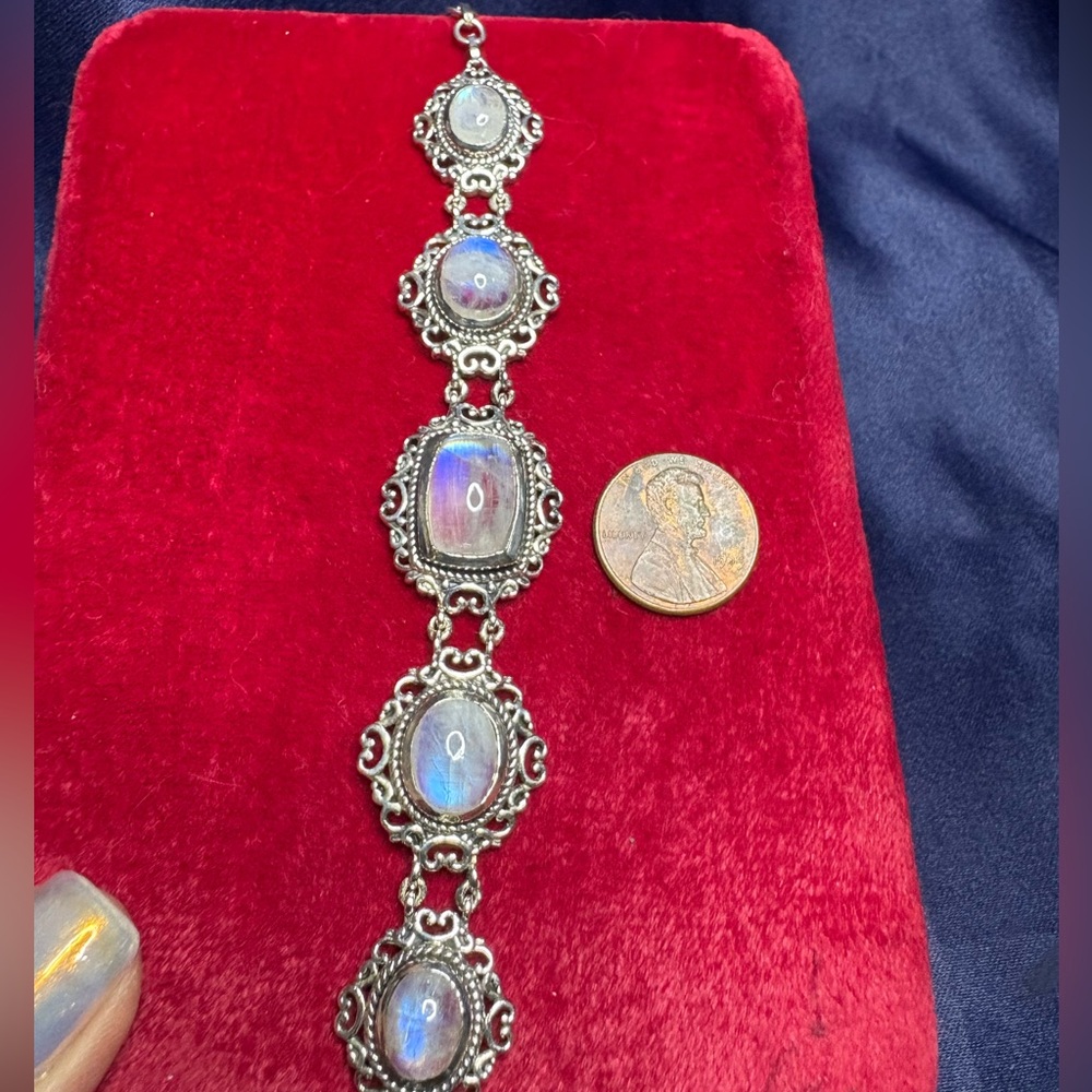 Bracelet Solid 925 Sterling Silver Moonstone Togg… - image 5